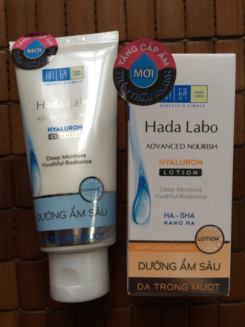 Combo dưỡng ẩm Hadalabo: Kem rửa mặt dưỡng ẩm Hadalabo Advanced Nourish 80h và dung dịch dưỡng ẩm Hadalabo 100ml/170ml