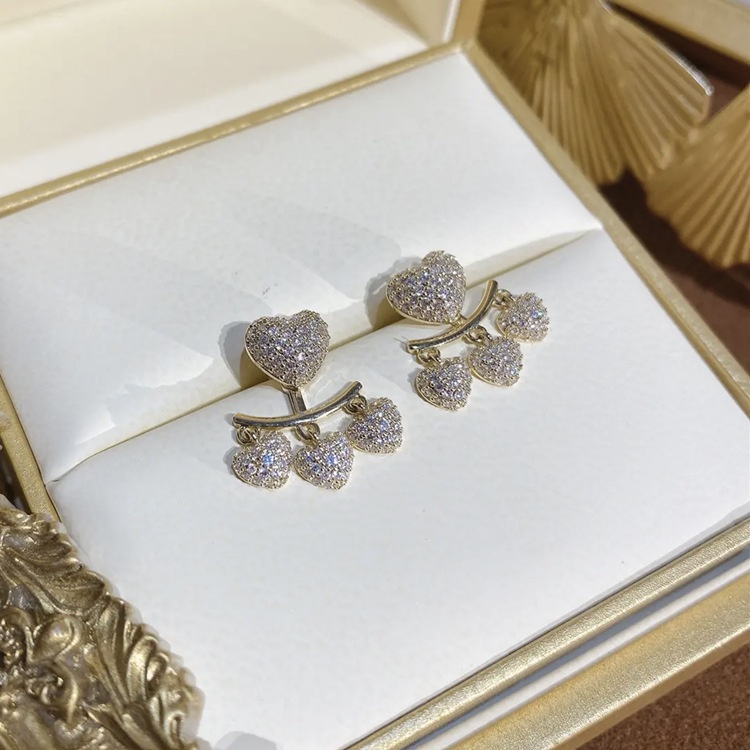 Bông Tai Hình Trái Tim Đính Đá Toàn Diện Bằng Bạc S925