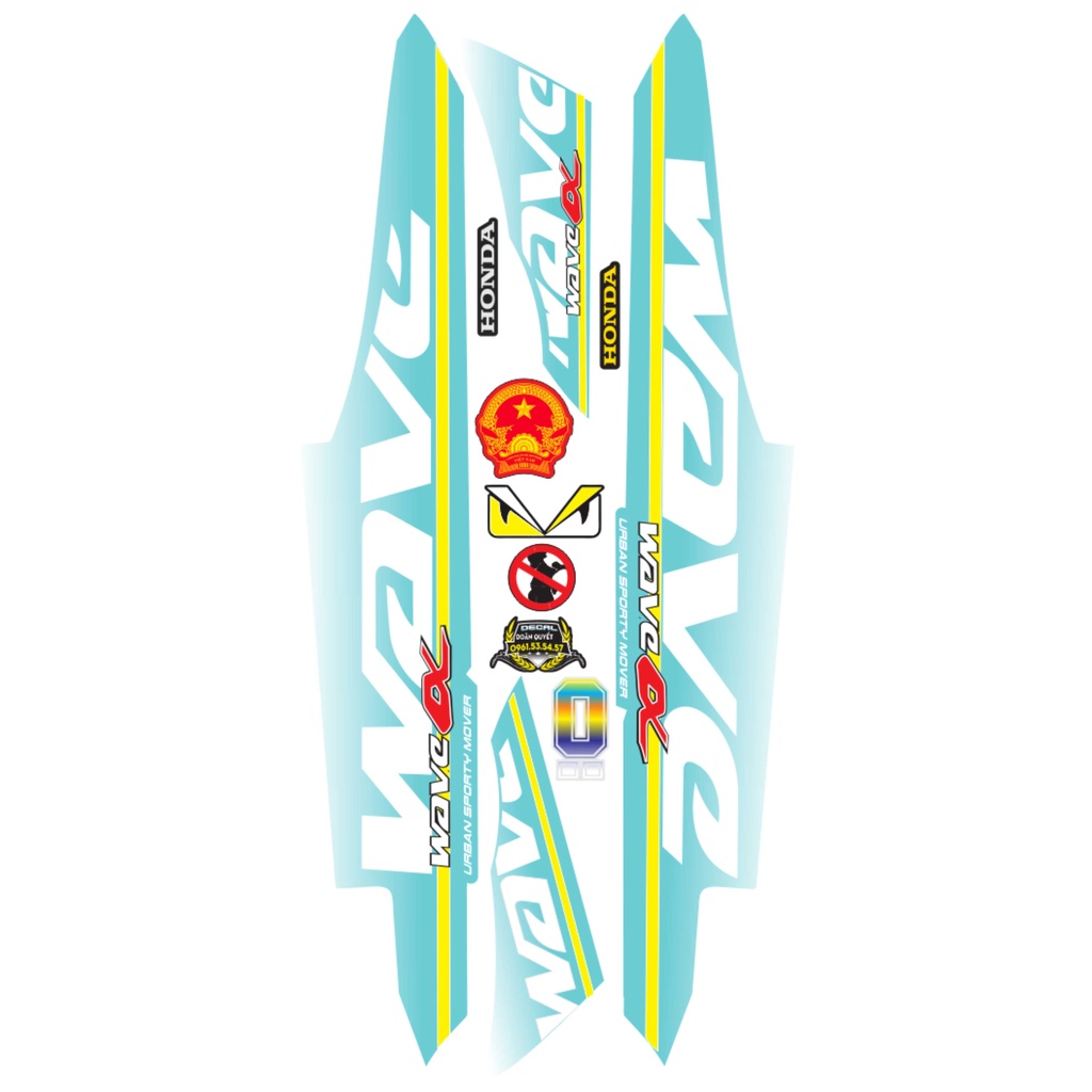 Tem xe wave  MẪU HÓT. ĐỦ MÀU. Dán cho Wave 50cc/100cc/110cc