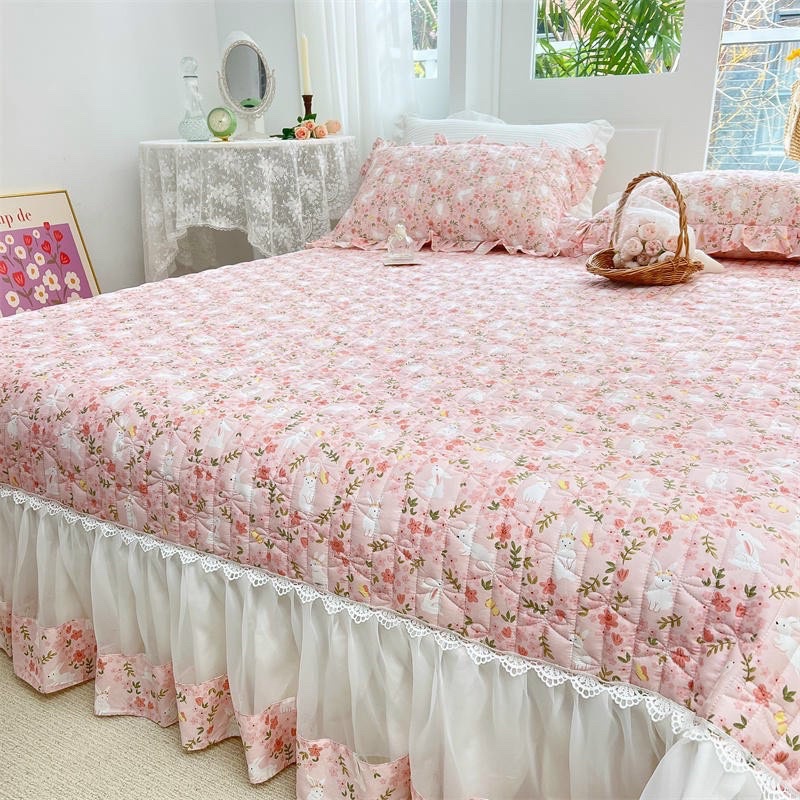 Bộ ga gối trần bông chùm giưong cotton 100% sửa dụng cho cả 4 mùa thoáng mát ,bền đẹp