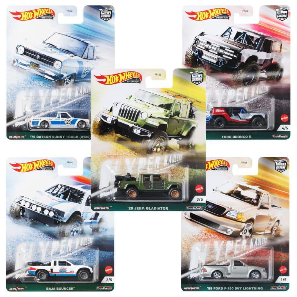 [HOT WHEELS PREMIUM - HYPER HAULERS JEEP GLADIATOR FORD BRONCO] - Xe mô hình tĩnh tỷ lệ 1/64 chính hãng Mattel