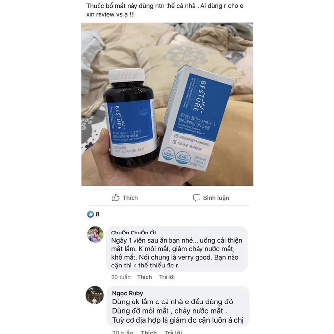 Viên Uống Bổ Mắt Besture 60 Viên Giúp Sáng Mắt Chính Hãng Hàn Quốc