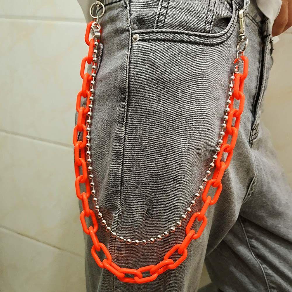 FORBETTER Dây Xích Acrylic Màu Xanh Lá Huỳnh Quang Phong Cách Hip Hop Trang Trí Quần Áo Nam