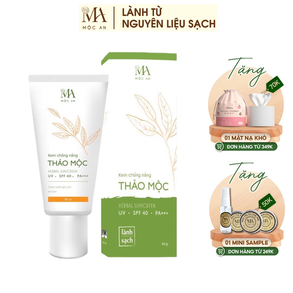 Kem Chống Nắng Thảo Mộc Mộc An Chiết Xuất Tự Nhiên, An Toàn Cho Cả Mẹ Bầu 50g