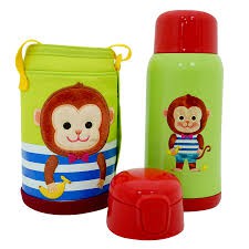 [Mã LIFEHL25 giảm 10% đơn 350K] Bình nước giữ nhiệt Cartoon Kids Vacuum Bottle 550ml Lock&amp;Lock màu xanh lá LHC1435MKY