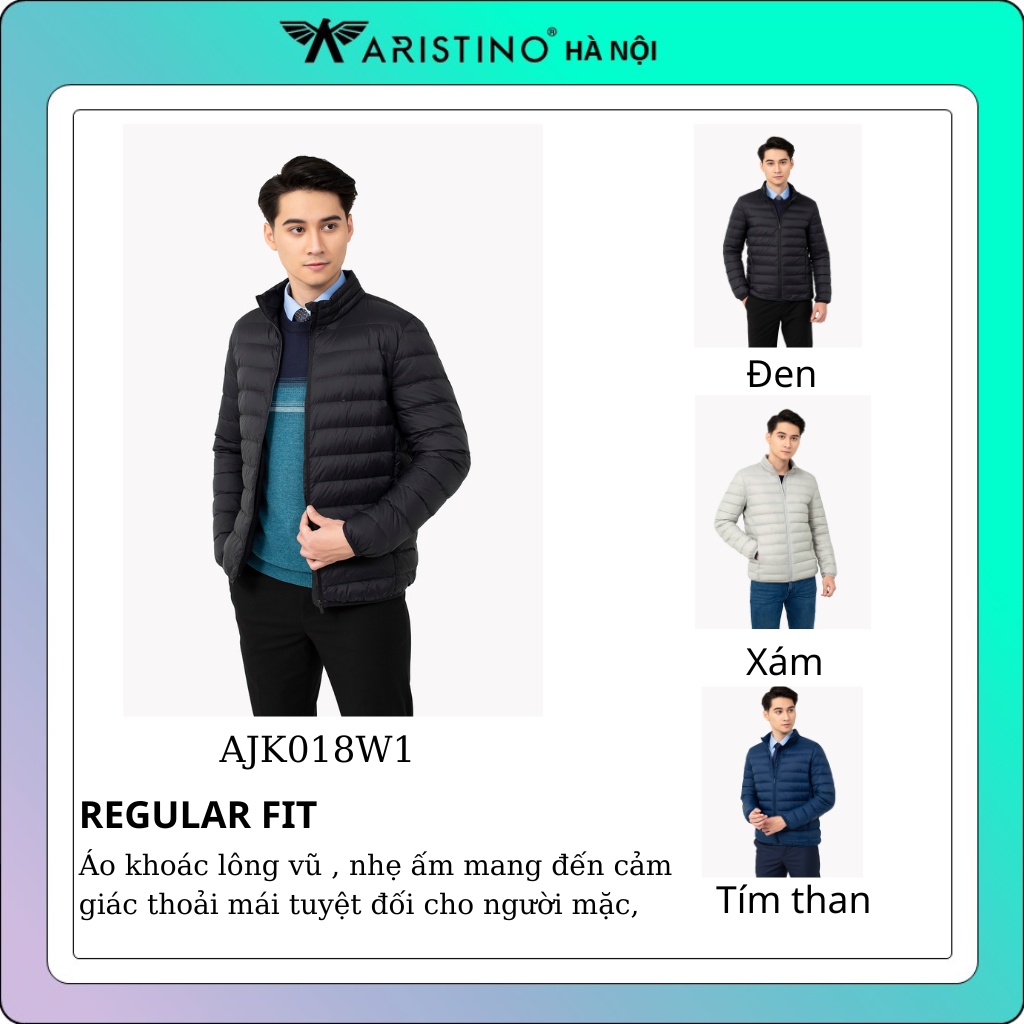 Áo khoác lông vũ nam Aristino siêu nhẹ siêu ấm  AJK018W1