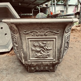 Khuôn chậu cảnh lục giác 70 hoạ tiết cúc trúc mai cao 50