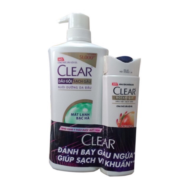 Dầu Gội Sạch Gàu Clear Mát Lạnh Bạc Hà 630g - Tặng Dầu Gội Clear 140gr