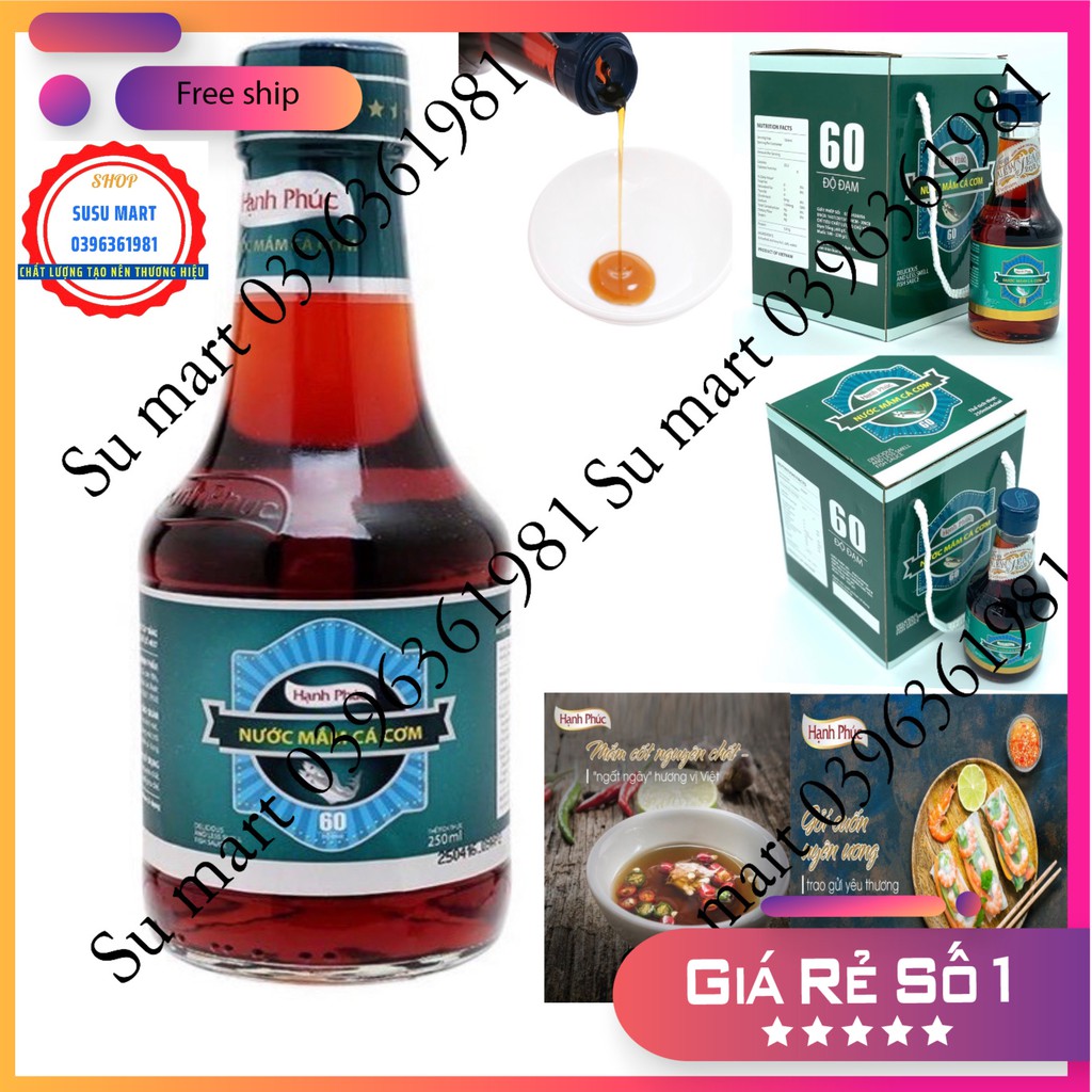 Nước mắm cá cơm Hạnh Phúc 60 độ đạm 250ml