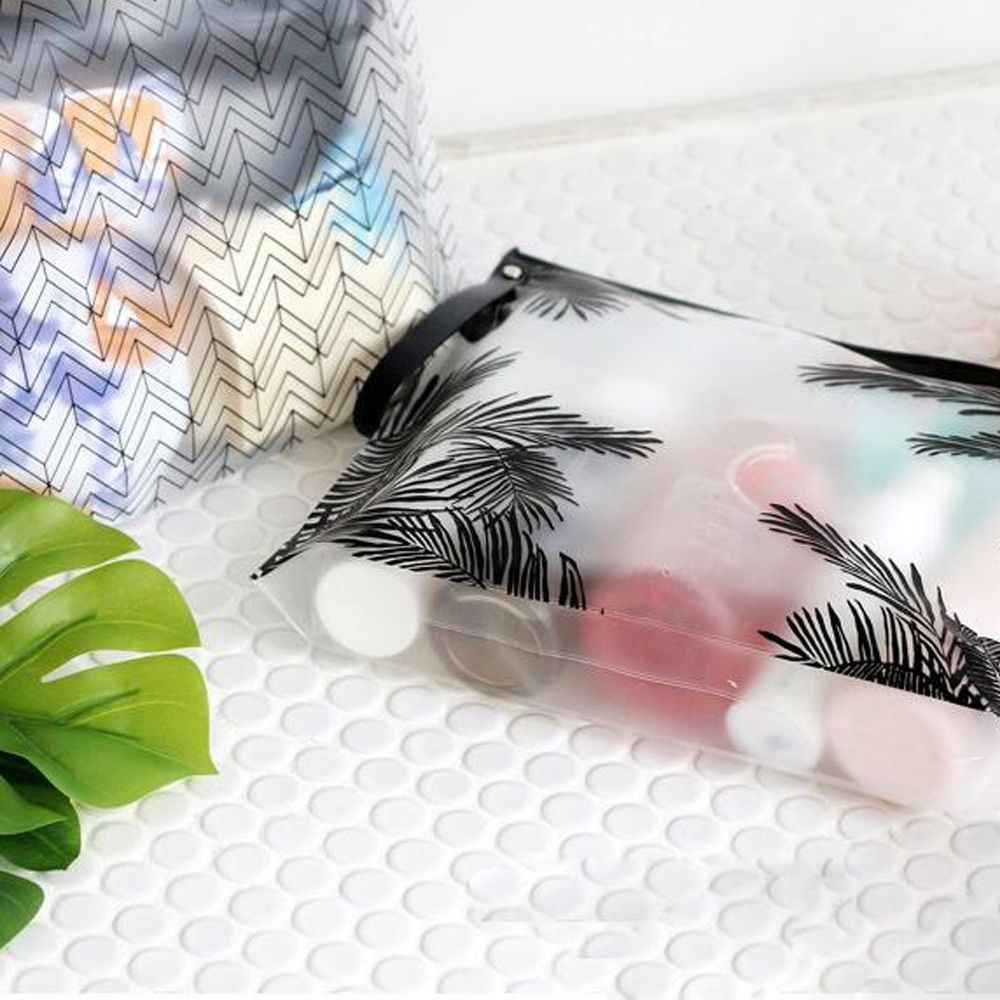 Túi Đựng Đồ Trang Điểm Bằng Nhựa Pvc Trong Suốt In Họa Tiết Cây Dừa