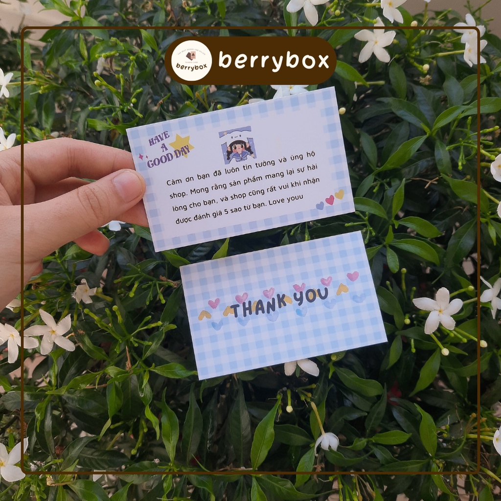 Cá | Set 50 card thank you, thiệp cảm ơn dễ thương Caro, size 9x5,5cm