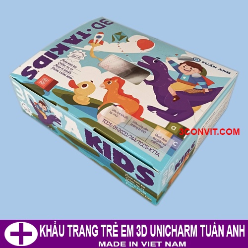 Hộp 50 chiếc khẩu trang trẻ em Unicharm 3D Kids Tuấn Anh