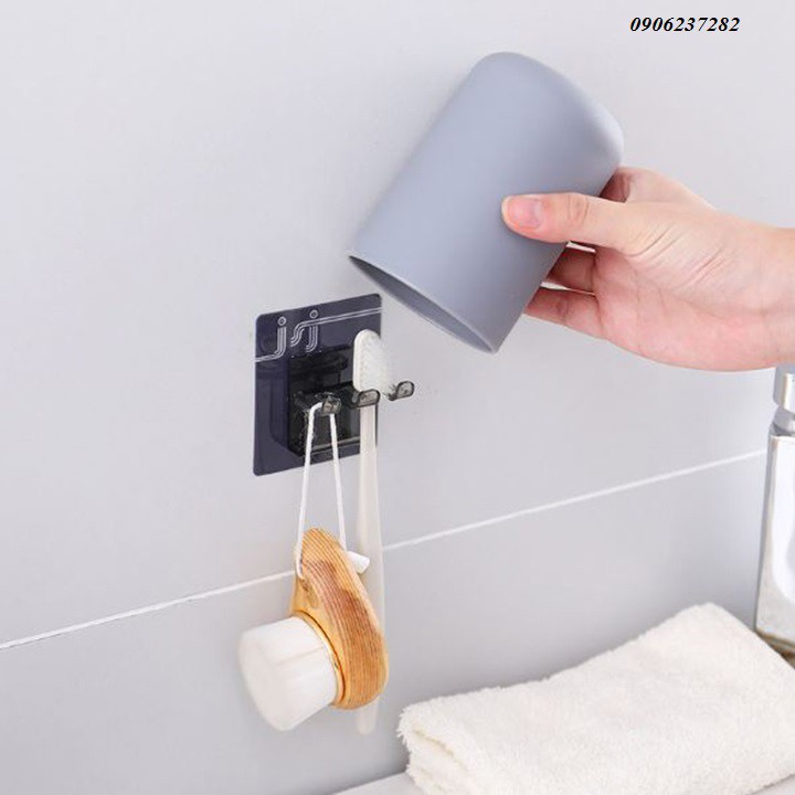 Móc giữ 2 bàn chải dán tường kèm cốc_RE0318