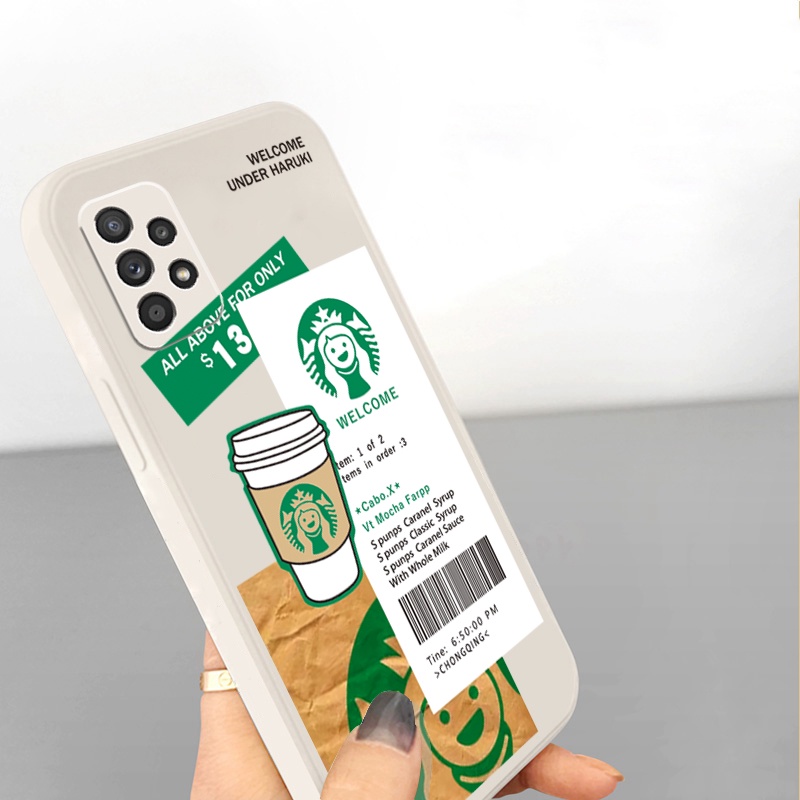 Ốp Điện Thoại Cạnh Vuông Mềm Hình Starbucks Cho Samsung Galaxy S22 Ultra S21 FE A33 A53 A73 A03S M32 M22