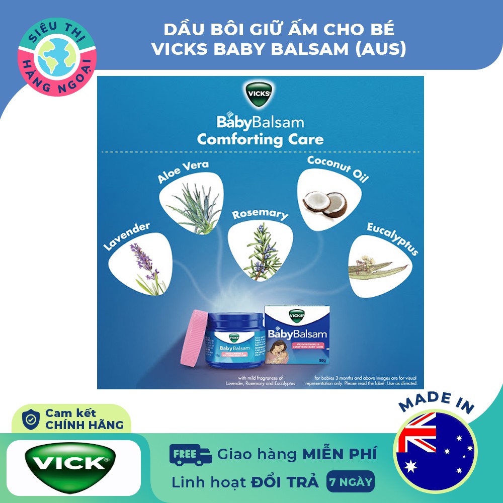 Dầu Vicks Baby Balsam Úc Bôi Ấm Ngực Cho Bé