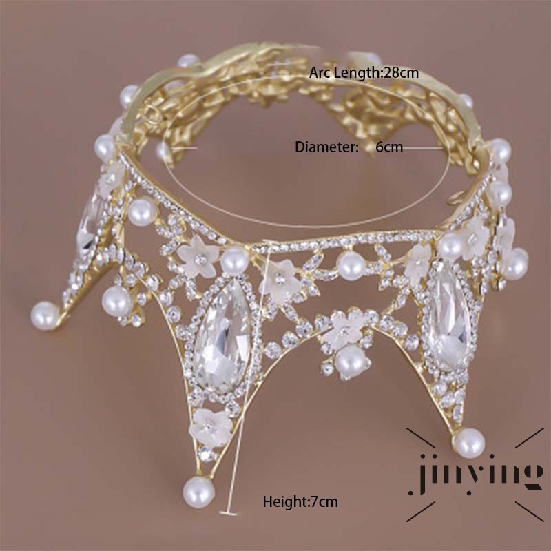 GETNOIVAS Vương miện ngọc trai pha lê phong cách Hàn Quốc thời trang