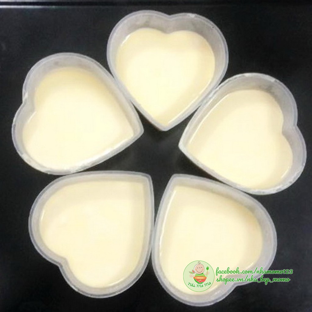 Khuôn Bánh Flan Có Nắp Hình Trái Tim - Nhà Mỡ Mỡ