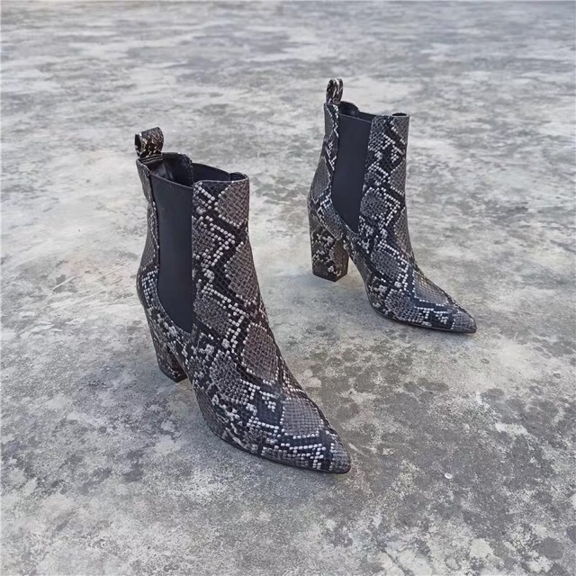 Boots cổ cao da rắn