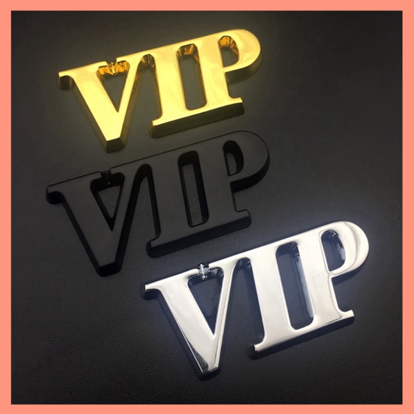 [Mã LIFEAU5SALE giảm 20k đơn 50k] Logo Chữ VIP Kim Loại dạng 3D Trang Trí Xe Hơi Ô Tô (nhiều màu)