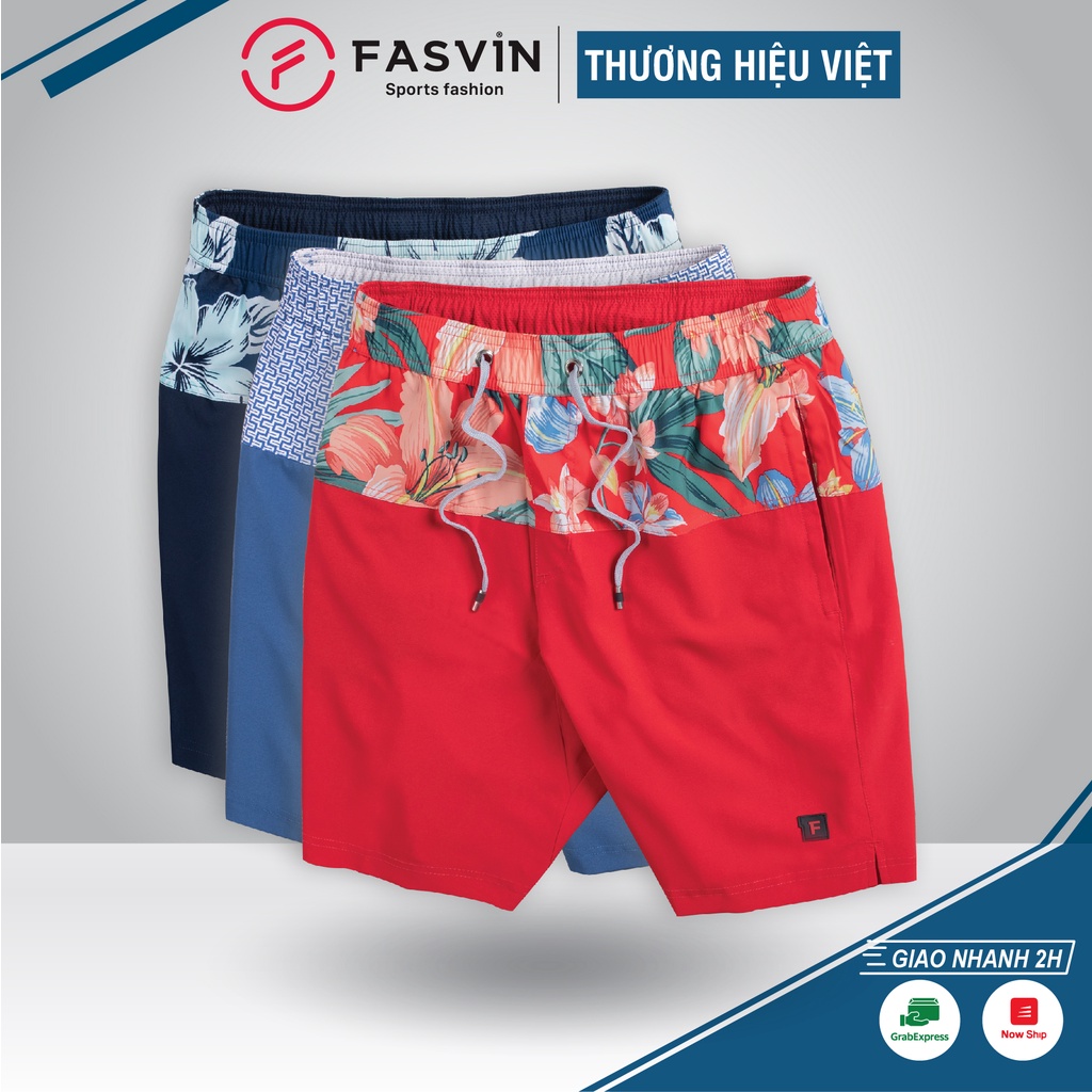 Quần đùi nam Fasvin Q2606.HN vải gió chun hoạ tiết đi biển co giãn mềm mại thoải mái vận động