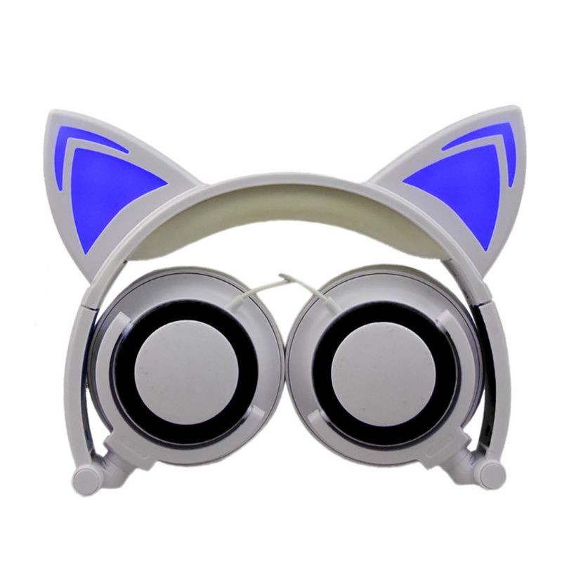 VIVI Children's cartoon cat ears head-mounted luminous foldable headset