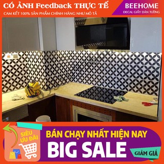 Set 30 ô 20x20cm, Mua 5 Tặng 1, Decal gạch bông dán tường đen cổ điển D103