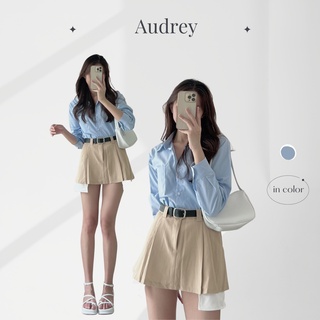 A6635 áo sơ mi nữ audrey dài tay chất thô dáng rộng