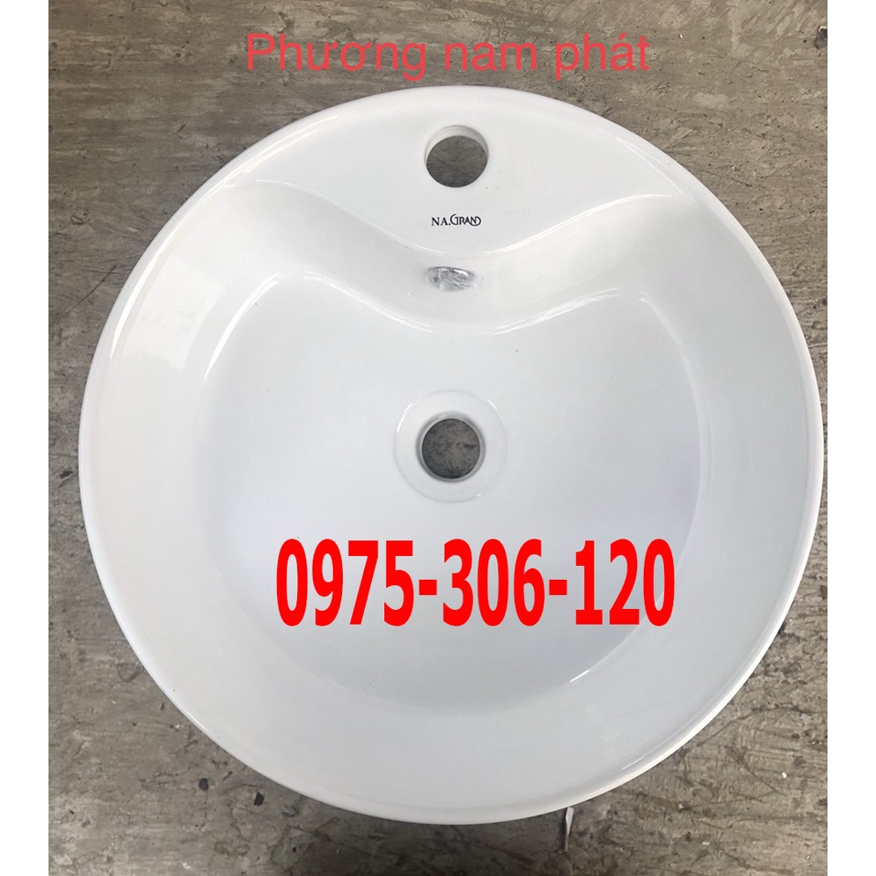 Chậu rửa mặt lavabo Đặt Bàn Đá 8802NA thương hiệu NA.GRAND, men NANO trắng sáng chống ố chống bám bẩn