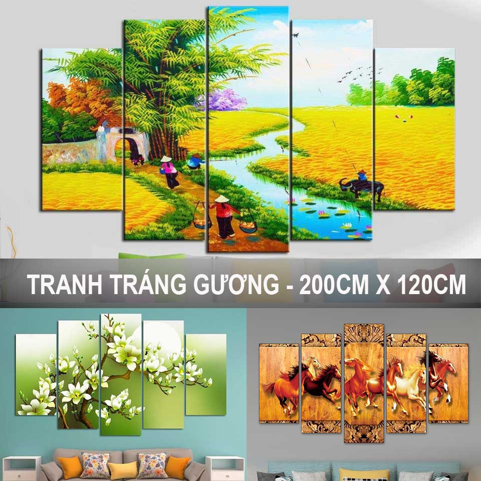 [200CMX120CM] Tranh Treo Tường TRÁNG GƯƠNG - IN UV 3D MIKA CAO CẤP BÓNG BỀN ĐẸP