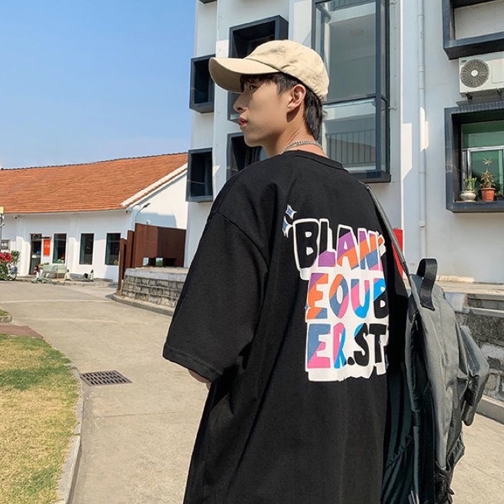 Áo thun Unisex form rộng tay lỡ, Áo phông nam nữ cotton thấm hút, dày dặn mềm mịn họa tiết BUER