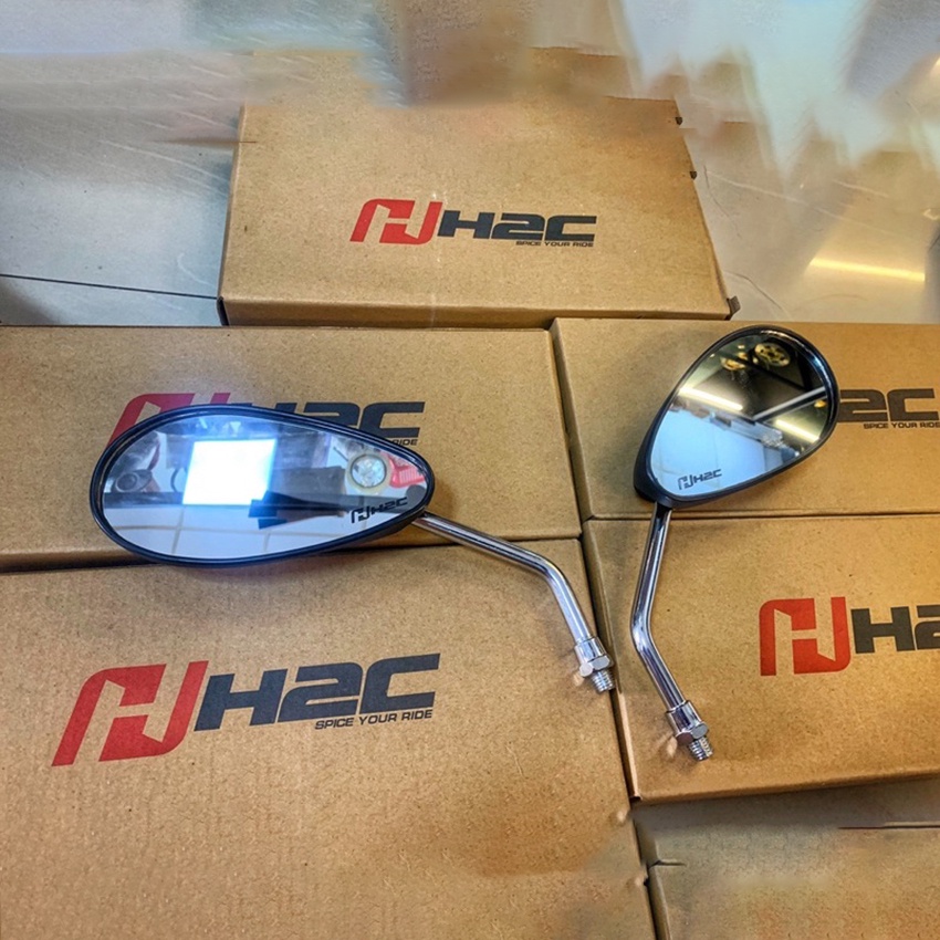 2 Gương xe máy kính chiếu hậu H2C chân hợp kim cao cấp gắn dòng xe sirius exciter jupiter và dòng xe khác