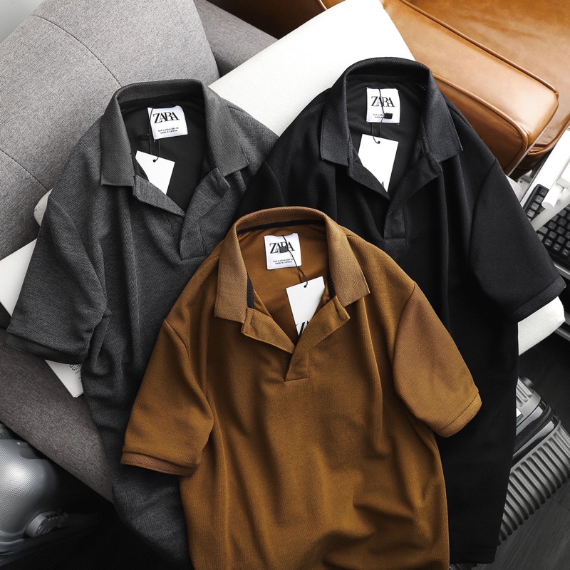 Áo Polo Zara Textured Stripe Vải và Form Siêu Đep