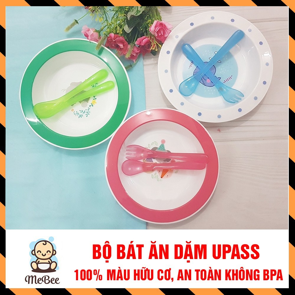 Bộ Bát ăn kèm Dĩa và thìa Hữu Cơ Upass Thái Lan an toàn cho bé