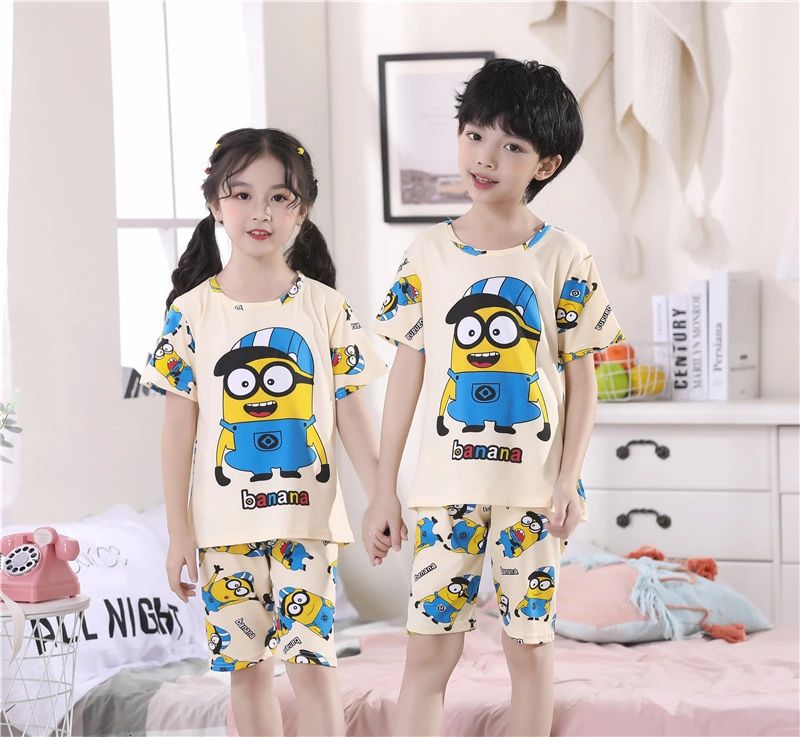 Áo Thun Tay Ngắn In Hình Minion Dễ Thương Cho Bé Trai &amp; Gái