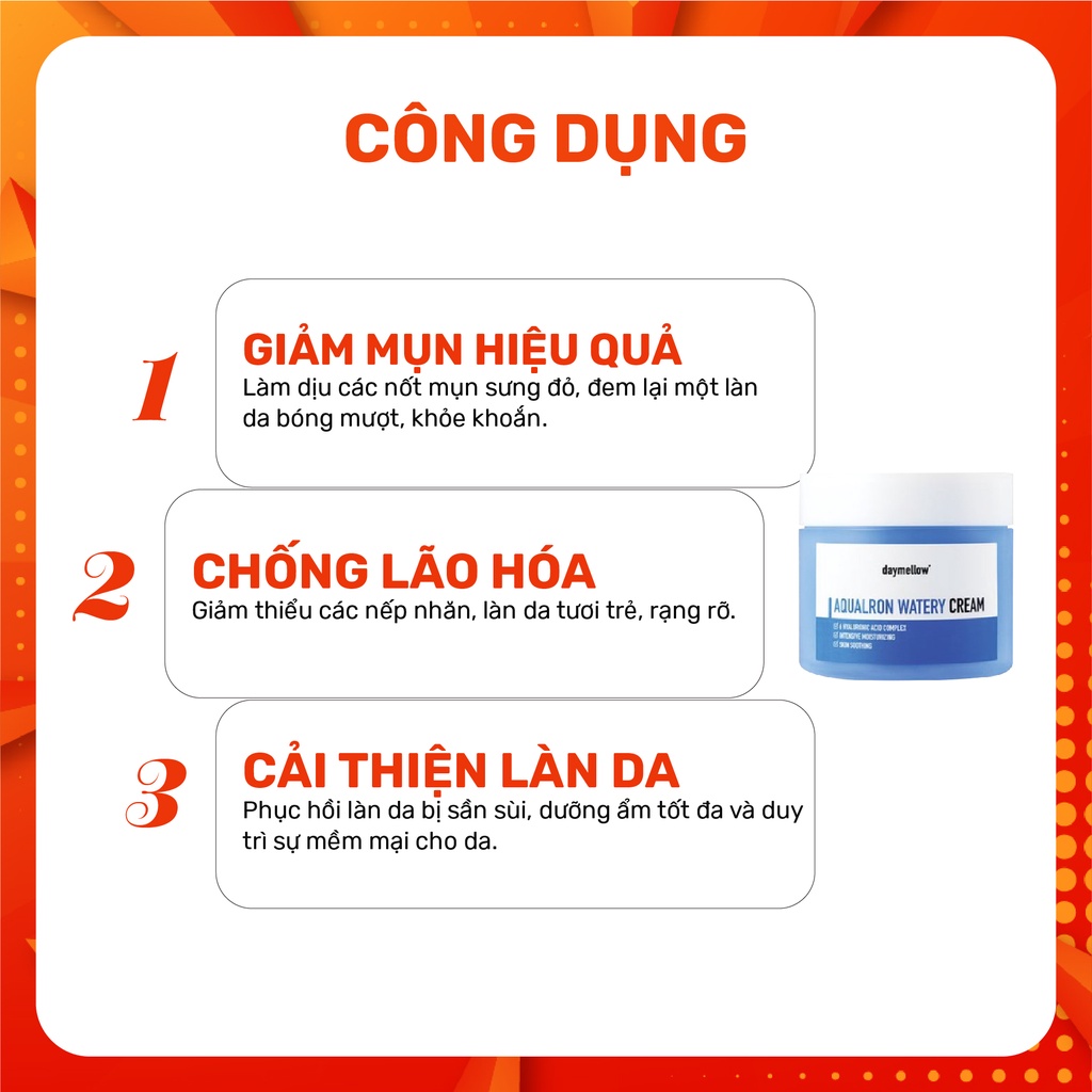 Kem dưỡng ẩm da phục hồi da dưỡng ẩm tẩy sạch chất bẩn cho da Daymellow AquaronWatery Moisturizing Cream 300g BLOOMING