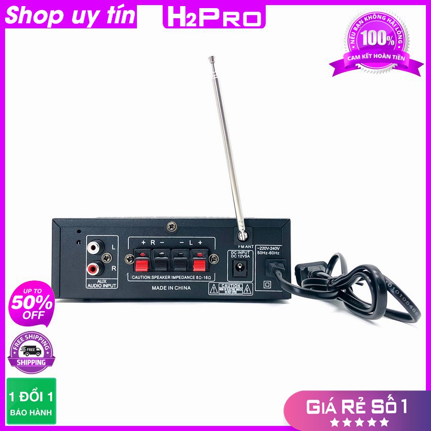 [RẺ VÔ ĐỊCH] Ampli mini bluetooth AV-136BT H2PRO 500W USB-Thẻ nhớ-12V-220V, amply mini KARAOKE giá rẻ (tặng bộ quà 50K)