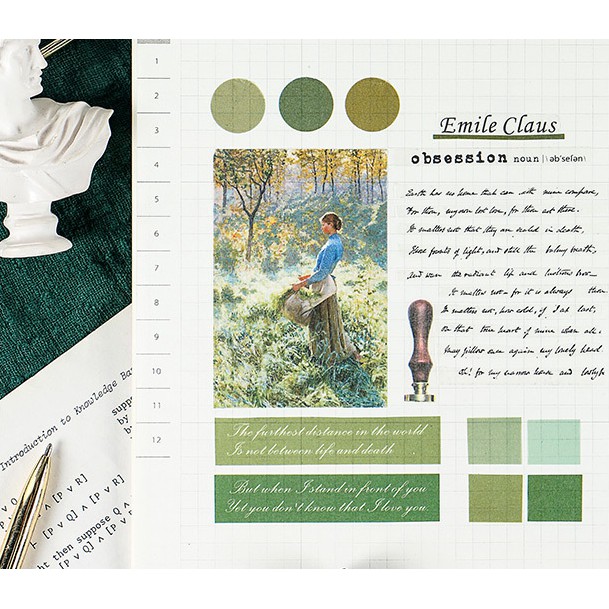 Kimitape Sticker hình dán màu sắc của những bức họa nổi tiếng trang trí Bullet Journal