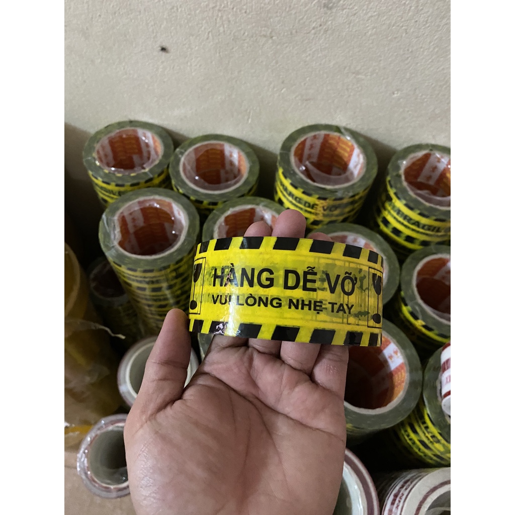Băng dính cảnh báo niêm phong hàng dễ vỡ xin nhẹ tay, 1 cọc/5 cuộn băng keo niêm phong hàng dễ vỡ chống móp méo vỡ hàng