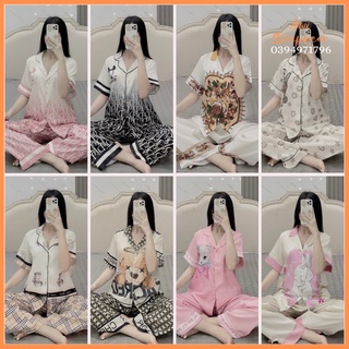 Bộ Pyjama Tay Ngắn Quần Dài Thiết Kế Chất Lụa Mango Sang Trọng Sam Luxury - Awi Pyjama