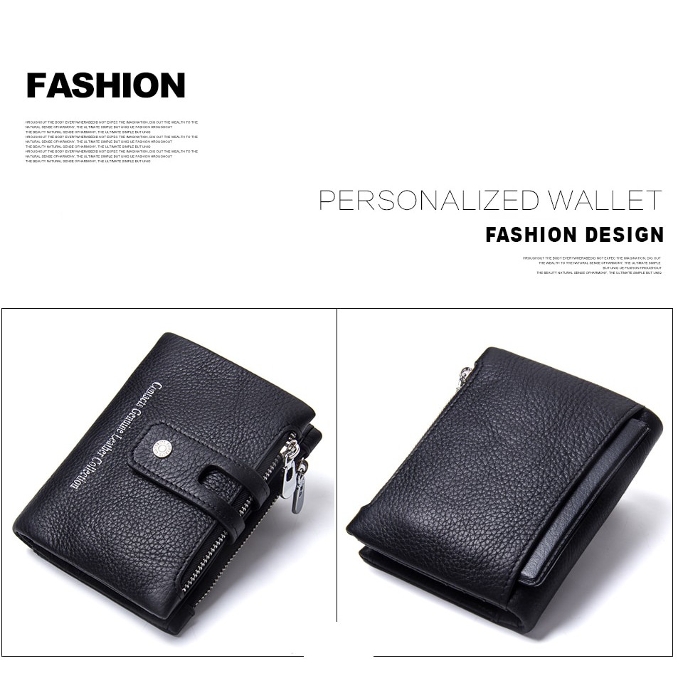 2022 Contac N1238 - Bảo Hành 2 Năm - Bóp Ví Đứng Da Ngựa Điên Men Wallet Genuine Bò - Nam Nữ