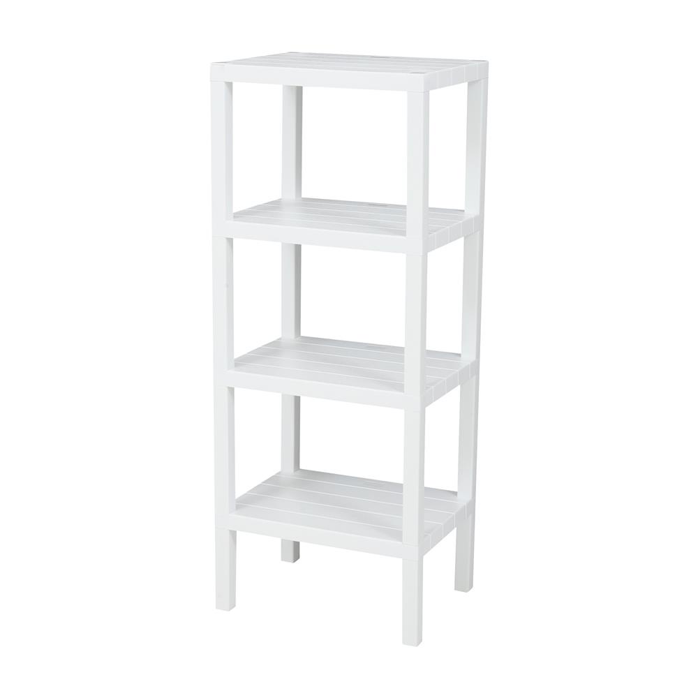 HomeBase STACKO kệ nhựa 4 tầng vân giả gạch BRICK Thái Lan W30xH100xD40cm màu trắng