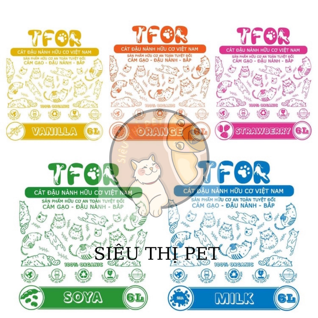 Cát đậu nành hữu cơ TFOR 6L vệ sinh cho mèo không hút chân không an toàn thumbnail