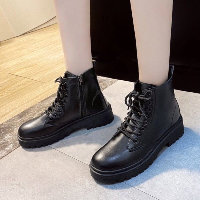 Giày bốt nữ cổ cao, boost da nhám đế cao 4cm có khóa kéo phong cách Hàn Quốc FLOWER G09 - nguyentrang239
