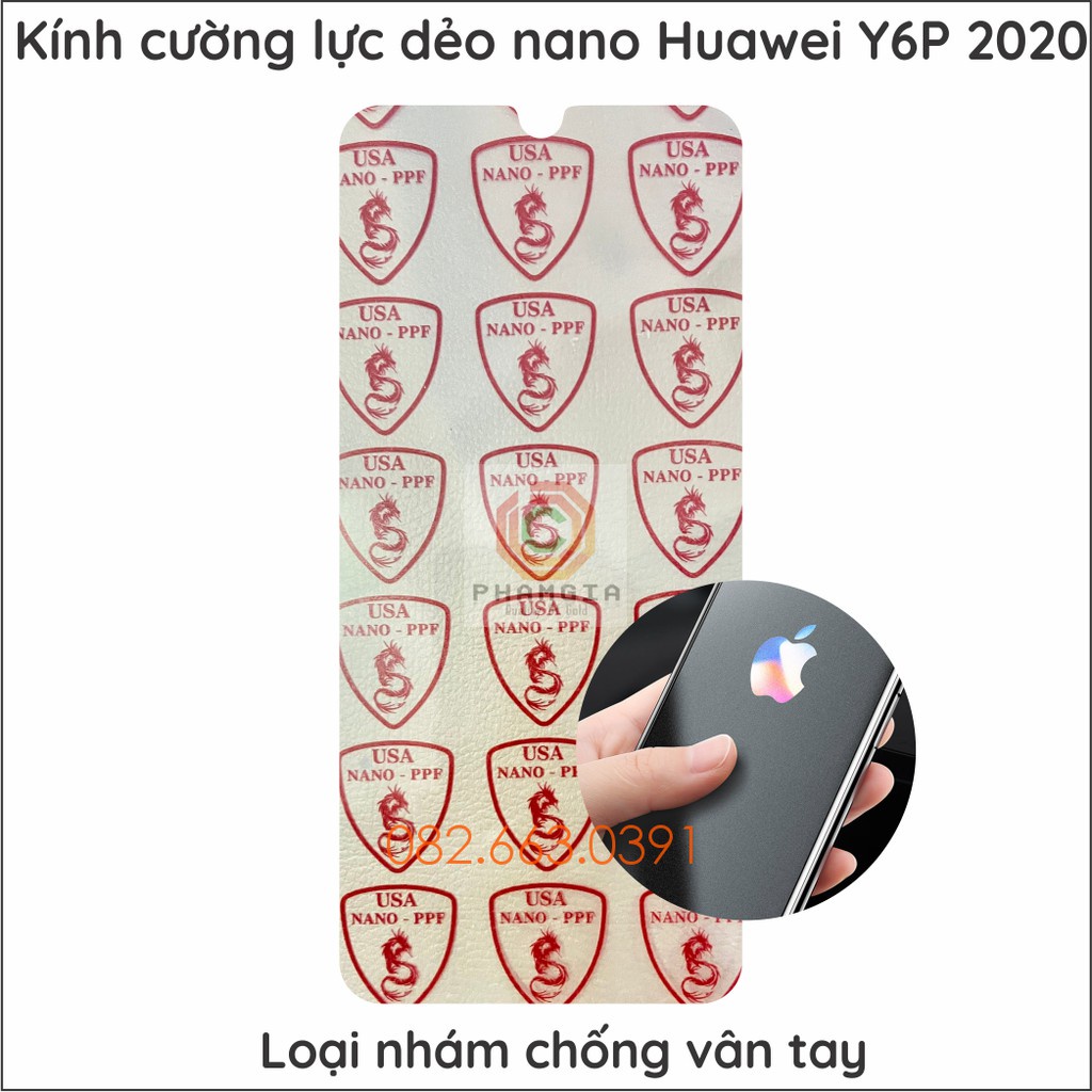 Dán cường lực Huawei Y6P  trong suốt, nano dẻo siêu bền, độ cường lực 9H+