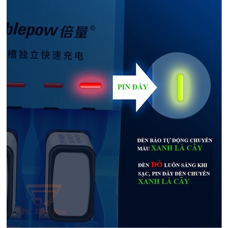 Bộ sạc pin đa năng Doublepow DP-K33 Sạc cho pin 9V / AA / AAA 1.2VoL
