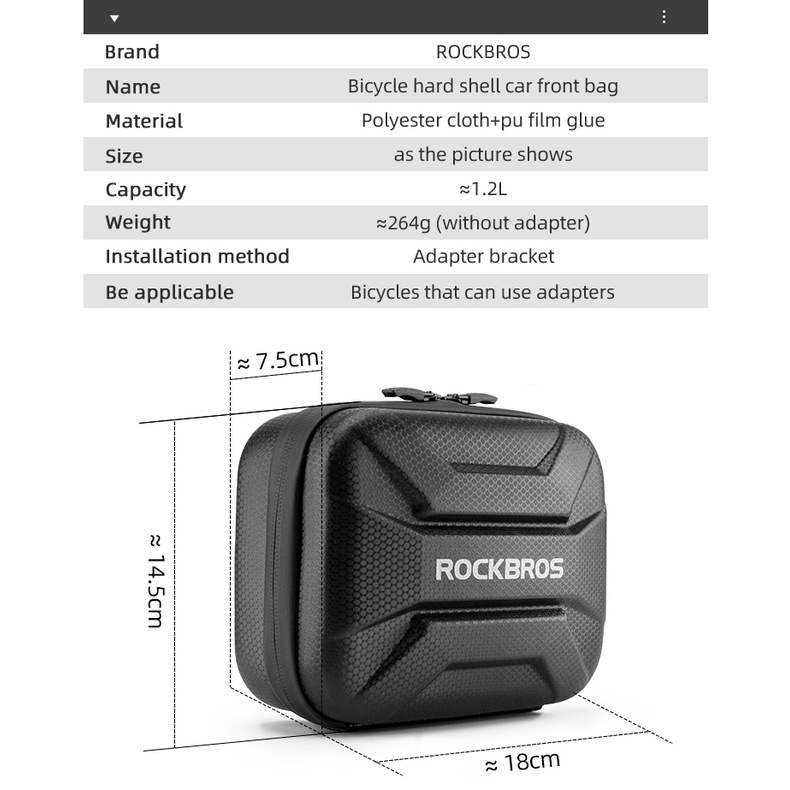Rockbros Túi Đựng Đồ Chống Thấm Nước Vỏ Cứng Phản Quang Dành Cho Xe Đạp Điện
