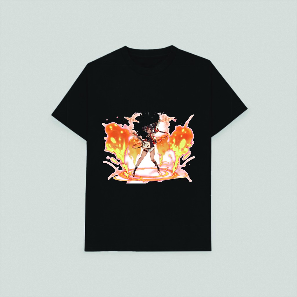 Áo thun phông đen in hình GENSHIN IMPACT game chibi anime thời trang nam nữ dễ thương độc đáo m2