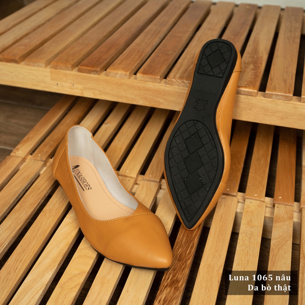 Giày bệt nữ, giày đế bệt da bò LUNASHOES 1065 màu đen đỏ trắng vàng fullsize bảo hành 24 tháng 1 đổi 1 giày búp bê