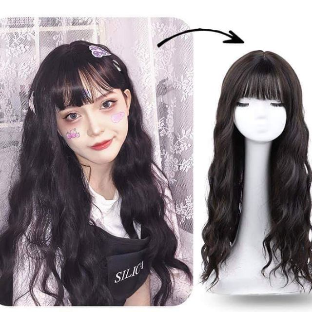 Tóc giả nữ cả đầu❤ ❤FREESHIP❤ cả đầu xoăn 3 trục dài _ mã 8183