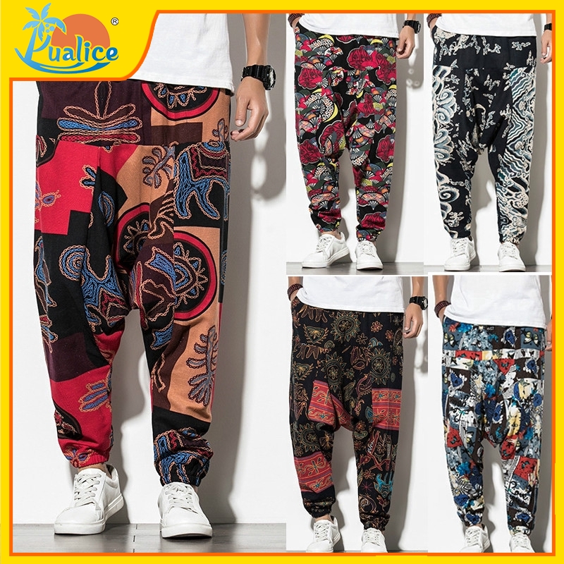 Quần Dài Cotton Ống Rộng In Họa Tiết Vintage Thời Trang Mùa Hè Cho Nam
